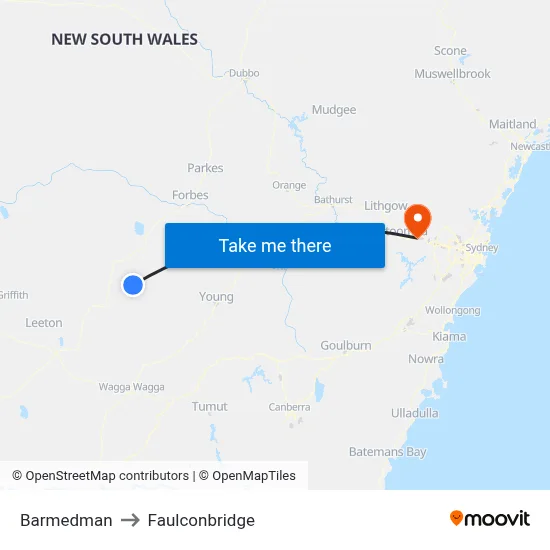 Barmedman to Faulconbridge map