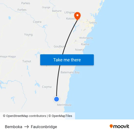 Bemboka to Faulconbridge map