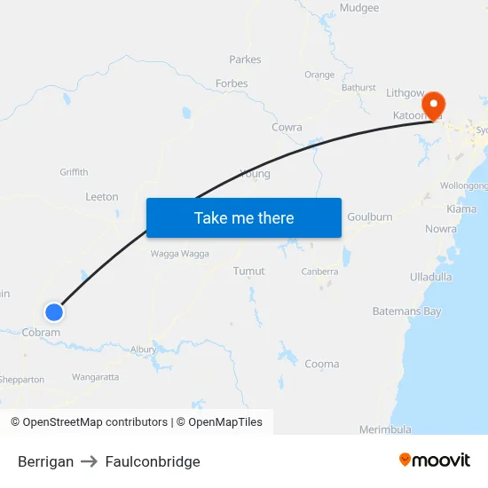 Berrigan to Faulconbridge map