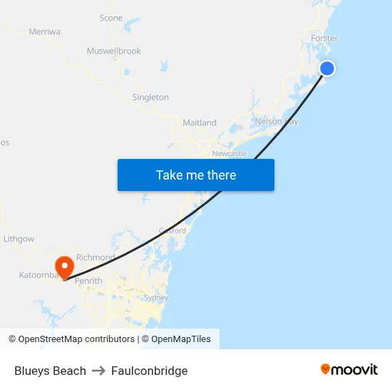 Blueys Beach to Faulconbridge map