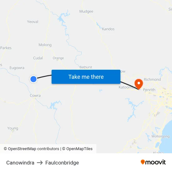 Canowindra to Faulconbridge map