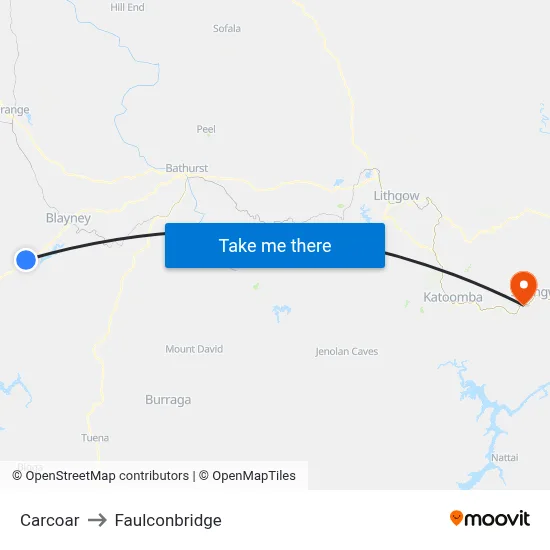 Carcoar to Faulconbridge map