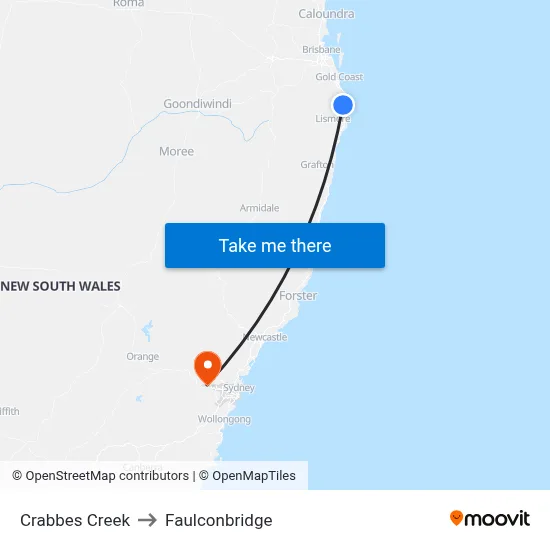 Crabbes Creek to Faulconbridge map