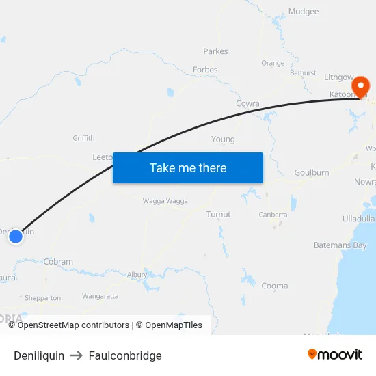 Deniliquin to Faulconbridge map