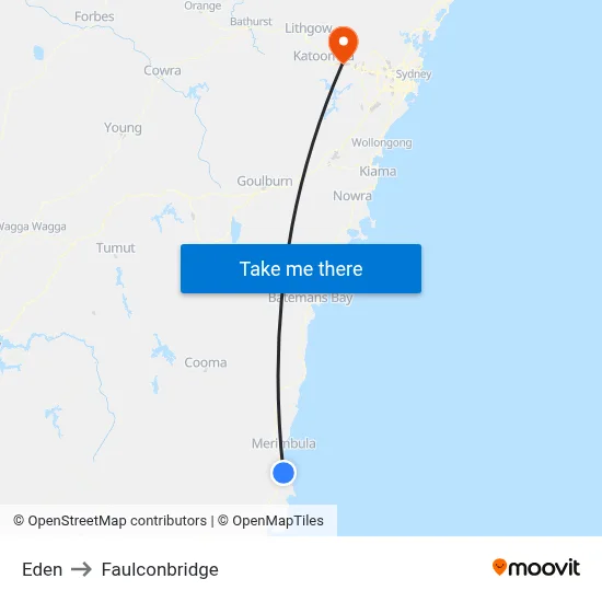 Eden to Faulconbridge map