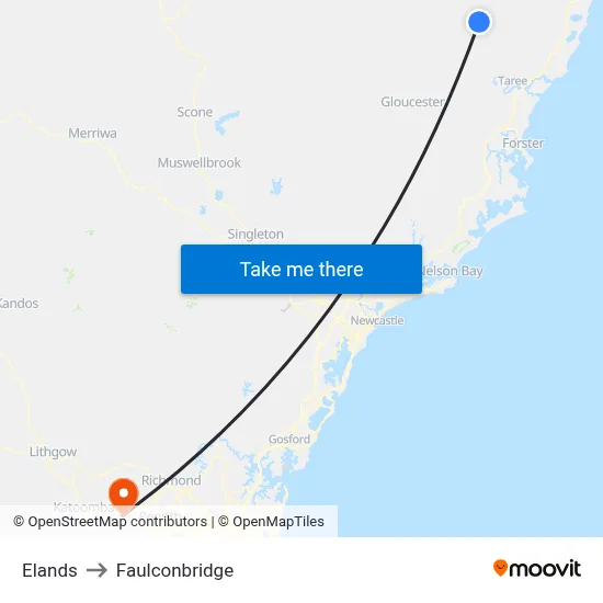 Elands to Faulconbridge map