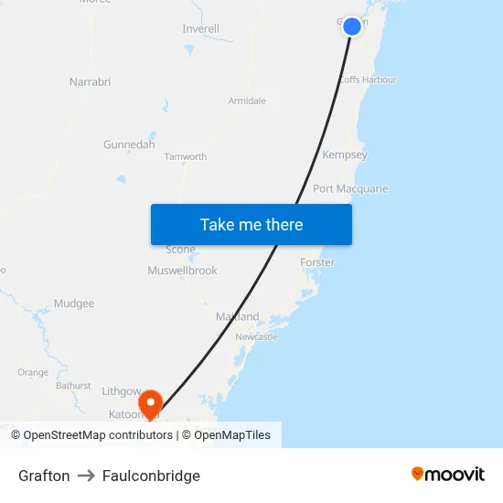 Grafton to Faulconbridge map