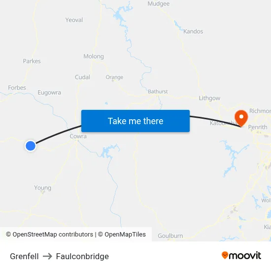 Grenfell to Faulconbridge map