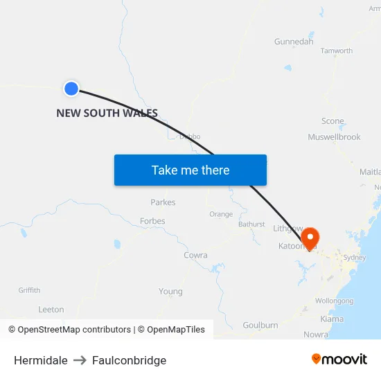 Hermidale to Faulconbridge map