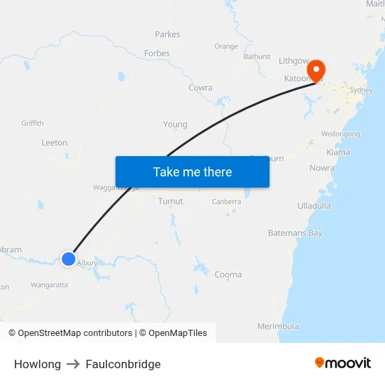 Howlong to Faulconbridge map