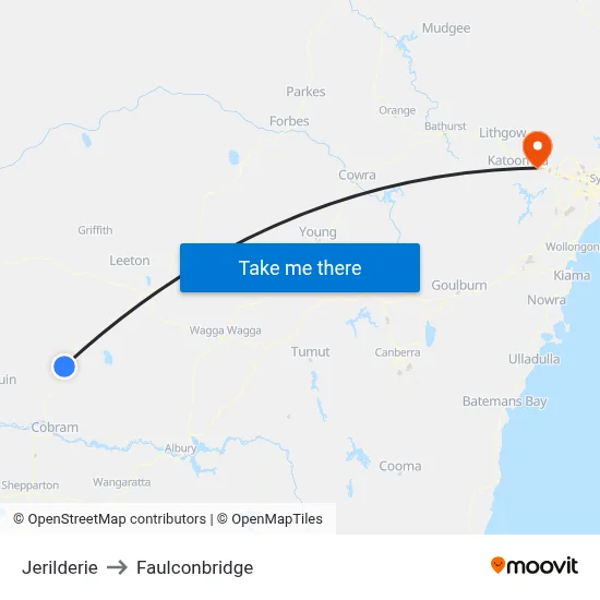 Jerilderie to Faulconbridge map