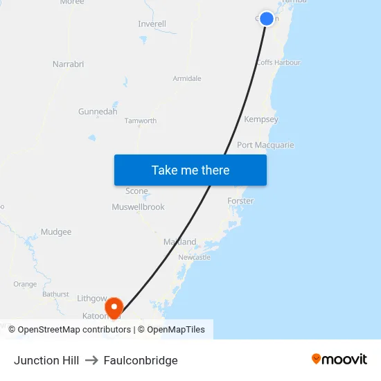 Junction Hill to Faulconbridge map