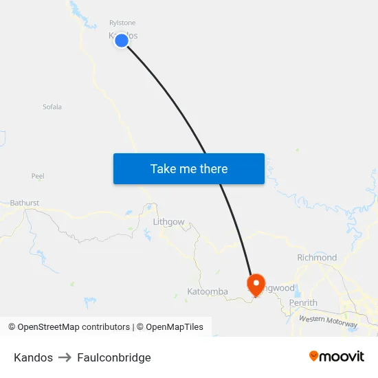 Kandos to Faulconbridge map