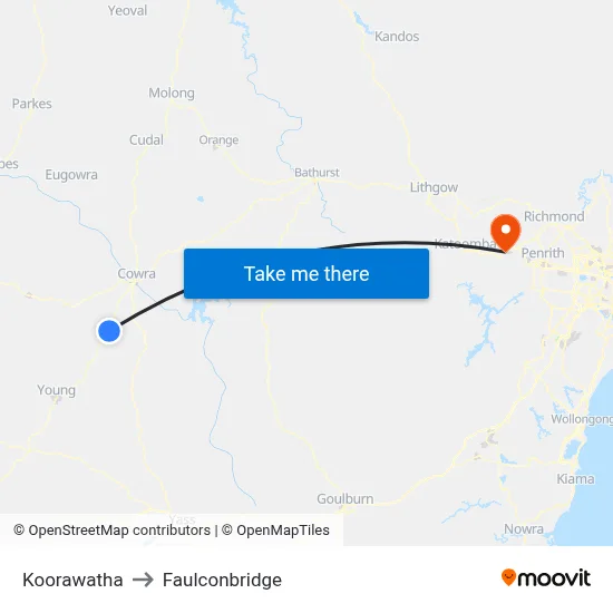 Koorawatha to Faulconbridge map
