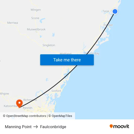 Manning Point to Faulconbridge map