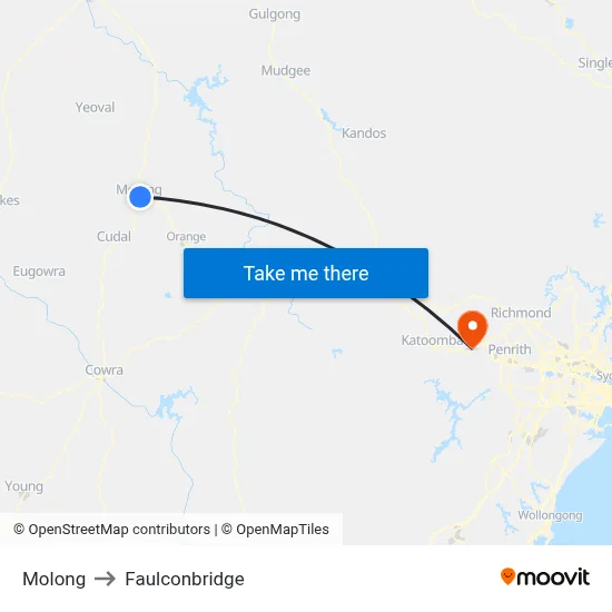 Molong to Faulconbridge map