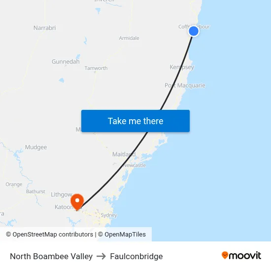 North Boambee Valley to Faulconbridge map