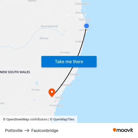 Pottsville to Faulconbridge map