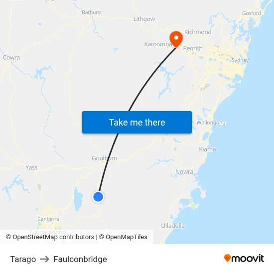 Tarago to Faulconbridge map