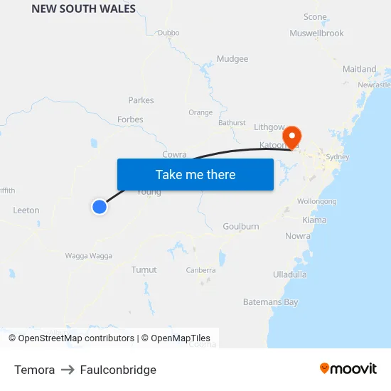 Temora to Faulconbridge map