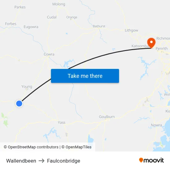 Wallendbeen to Faulconbridge map