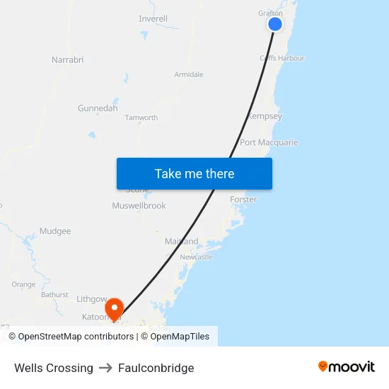 Wells Crossing to Faulconbridge map