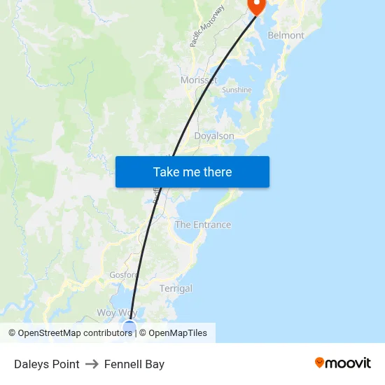 Daleys Point to Fennell Bay map
