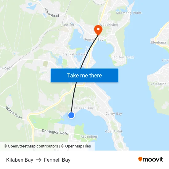 Kilaben Bay to Fennell Bay map