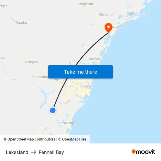 Lakesland to Fennell Bay map