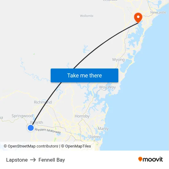 Lapstone to Fennell Bay map