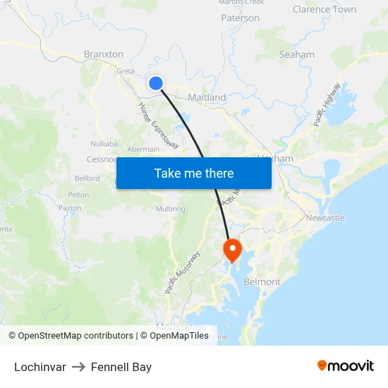 Lochinvar to Fennell Bay map