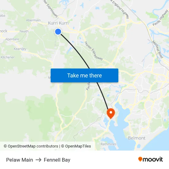 Pelaw Main to Fennell Bay map