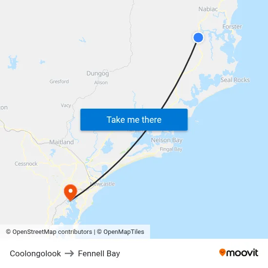 Coolongolook to Fennell Bay map