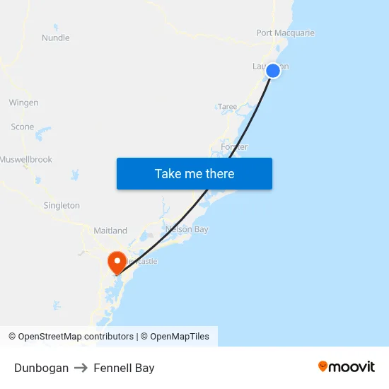 Dunbogan to Fennell Bay map