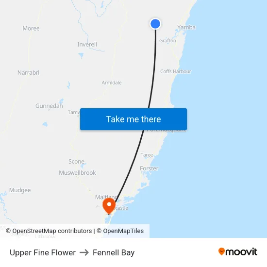 Upper Fine Flower to Fennell Bay map