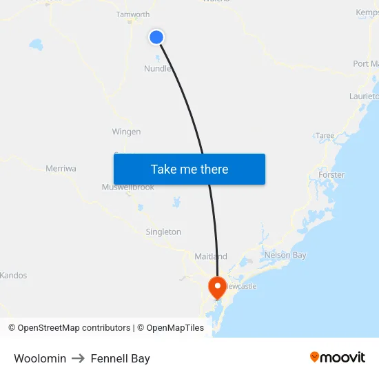 Woolomin to Fennell Bay map