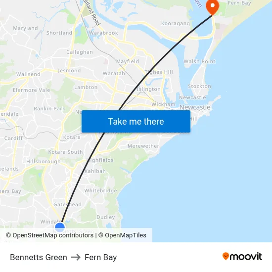 Bennetts Green to Fern Bay map