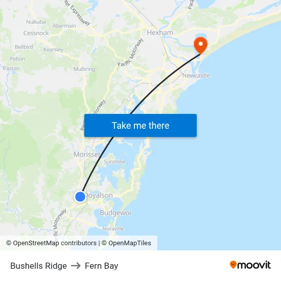 Bushells Ridge to Fern Bay map