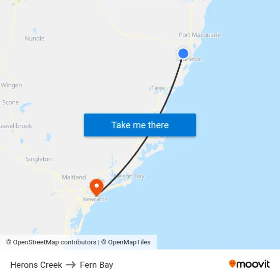 Herons Creek to Fern Bay map