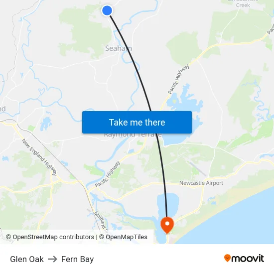 Glen Oak to Fern Bay map