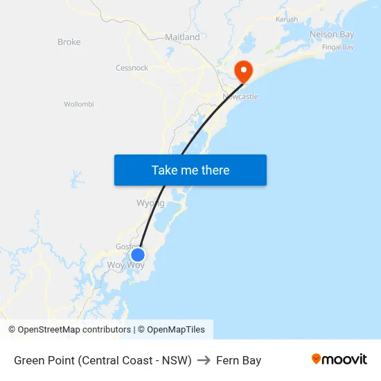 Green Point (Central Coast - NSW) to Fern Bay map