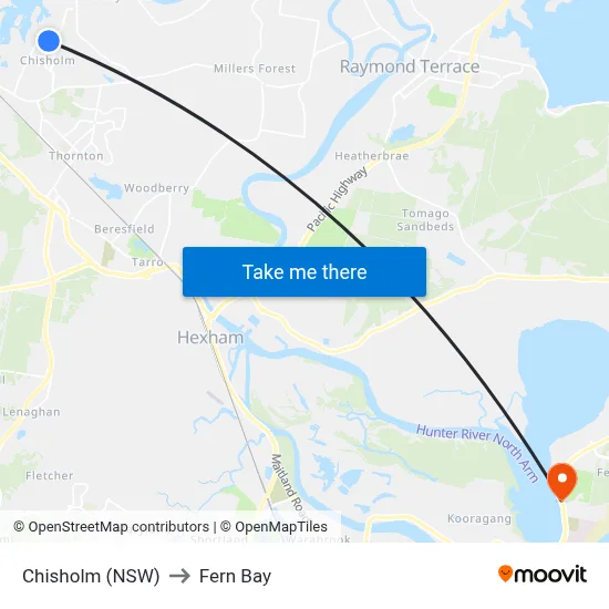 Chisholm (NSW) to Fern Bay map