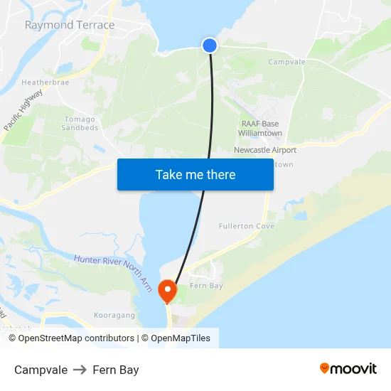 Campvale to Fern Bay map