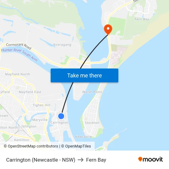 Carrington (Newcastle - NSW) to Fern Bay map
