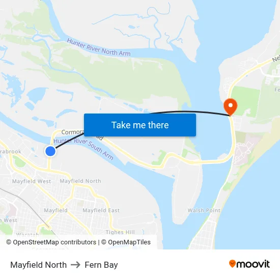 Mayfield North to Fern Bay map