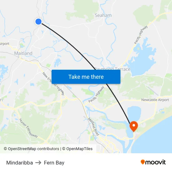 Mindaribba to Fern Bay map