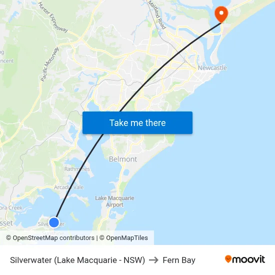 Silverwater (Lake Macquarie - NSW) to Fern Bay map