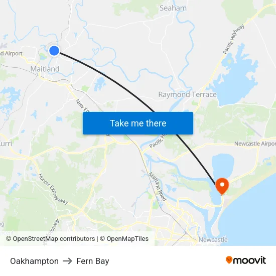 Oakhampton to Fern Bay map