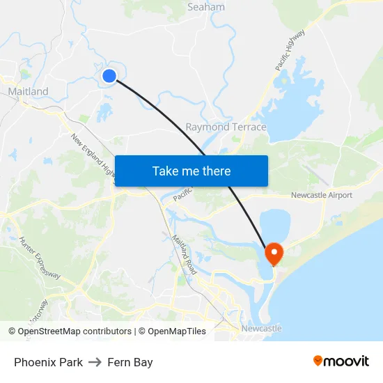 Phoenix Park to Fern Bay map