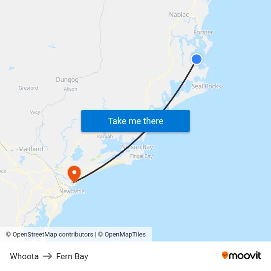 Whoota to Fern Bay map